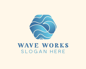 Hexagon Surfing Waves logo design