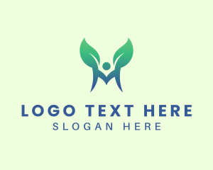 Vegetarian - Letter M Leaves logo design