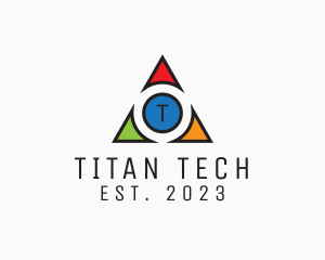 Multicolor Triangle Tech Agency logo design