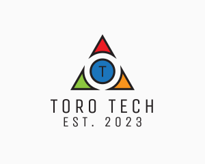 Multicolor Triangle Tech Agency logo design