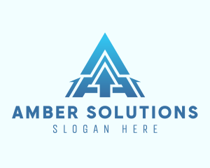 Blue Arrow Letter A logo design