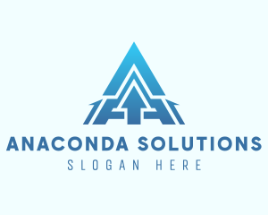 Blue Arrow Letter A logo design