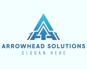 Blue Arrow Letter A logo design