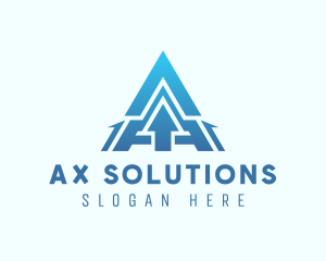 Blue Arrow Letter A logo design