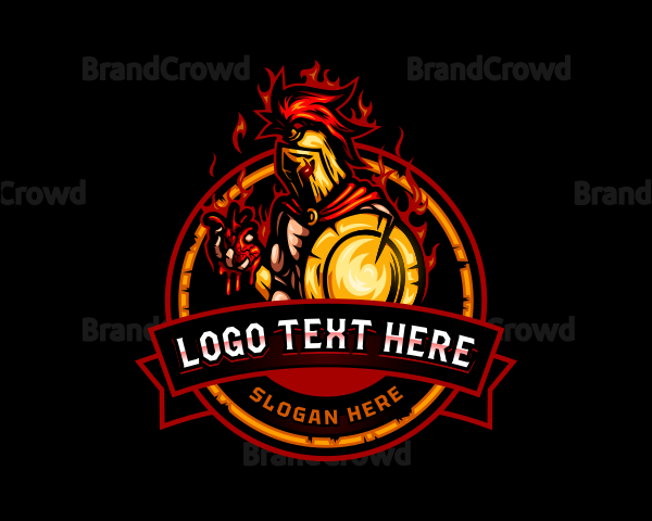 Fiery Spartan Gladiator Logo