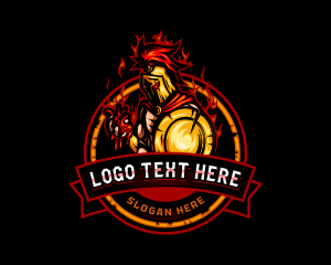 Warrior - Fiery Spartan Gladiator logo design