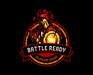  Fiery Spartan Gladiator logo design