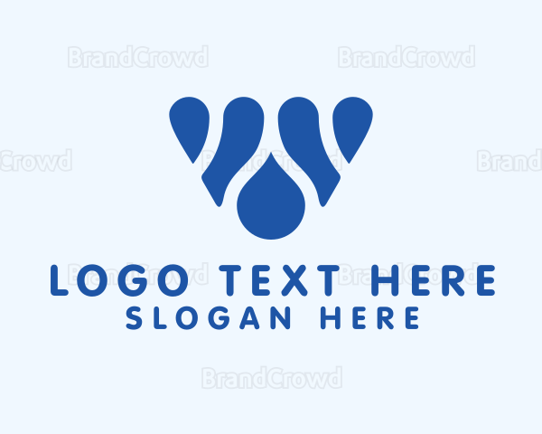 Blue Water Letter W Logo