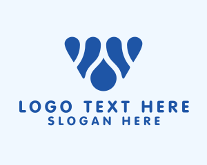 Laundromat - Blue Water Letter W logo design