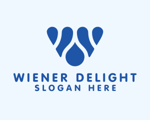 Blue Water Letter W logo design