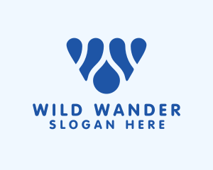 Blue Water Letter W logo design