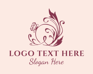 Marriage - Floral Wedding Ring Jewelry logo design