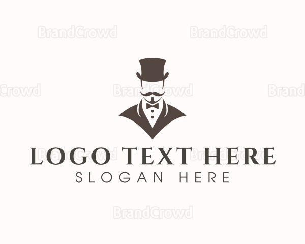 Mustache Hat Gentleman Logo