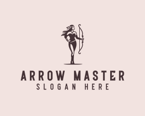 Archery - Strong Female Archer logo design