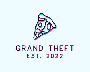 Toppings - Glitch Pizza Slice logo design