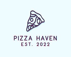 Pizzeria - Glitch Pizza Slice logo design
