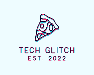 Glitch Pizza Slice logo design