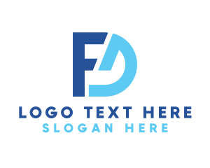 Minimalist - Blue Letter FD Monogram logo design