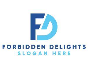 Blue Letter FD Monogram logo design