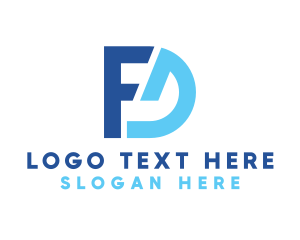 Construction - Blue Letter FD Monogram logo design