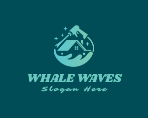 Pressure Wash House Wave logo design