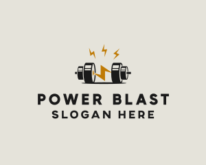 Power Battery Barbell Fitness logo design