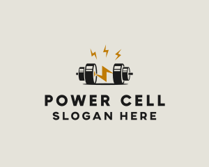 Power Battery Barbell Fitness logo design
