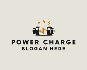 Power Battery Barbell Fitness logo design