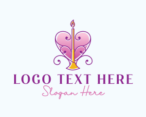 Religious - Heart Decor Candle logo design