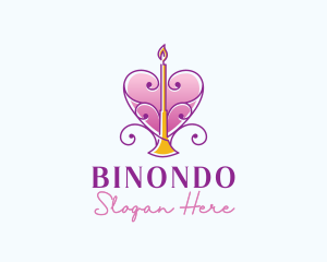 Monoline - Heart Decor Candle logo design