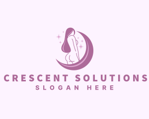 Crescent Moon Woman logo design