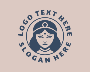 Lady - Blue Hindu Queen logo design