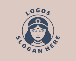 Female - Blue Hindu Queen logo design