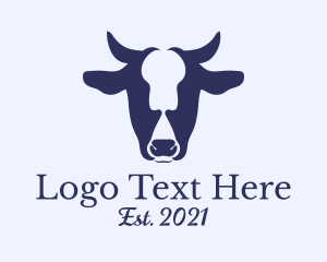 Ox - Blue Cow Head logo design