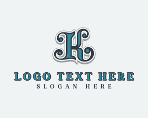 Typography - Stylish Gothic Barbershop Letter K logo design