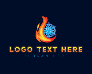 Air Conditioning - Thermal Flame Snowflake logo design