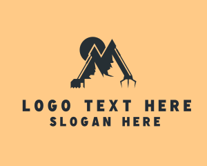Mountain - Mountain Crane Letter M logo design