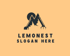 Lettermark - Mountain Crane Letter M logo design
