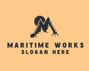 Mountain Crane Letter M logo design