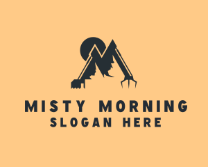 Mountain Crane Letter M logo design