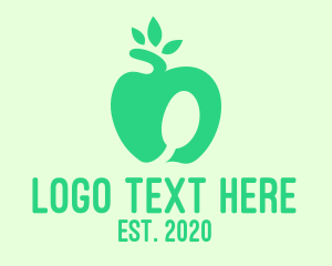 Vegan - Green Apple Spoon logo design