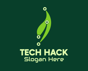 Green Tech Leaf logo design