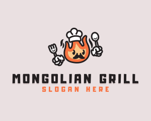 Smoked Chef Fire Grill logo design