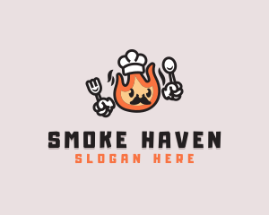 Smoked Chef Fire Grill logo design