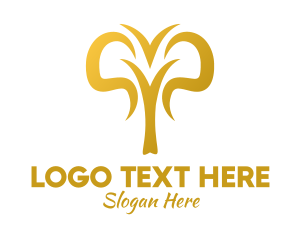 Thailand - Golden Abstract Elephant logo design