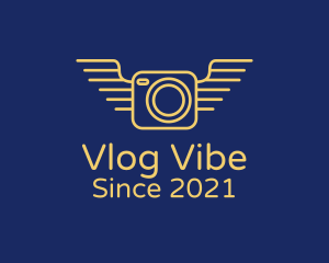 Vlogging - Yellow Camera Wings logo design