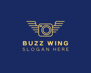 Yellow Camera Wings  logo design