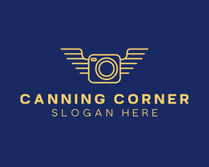 Yellow Camera Wings  logo design