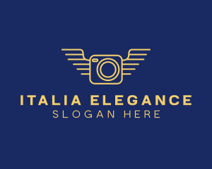 Yellow Camera Wings  logo design