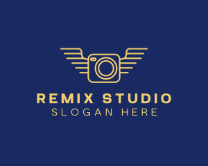 Yellow Camera Wings  logo design